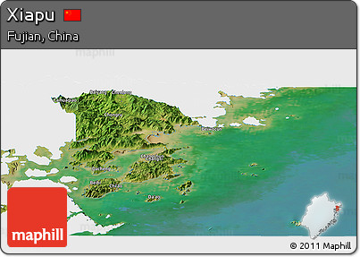 Satellite Panoramic Map of Xiapu, single color outside