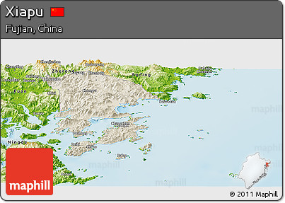 Shaded Relief Panoramic Map of Xiapu, physical outside