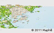 Shaded Relief Panoramic Map of Xiapu, physical outside
