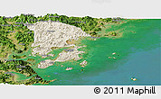 Shaded Relief Panoramic Map of Xiapu, satellite outside