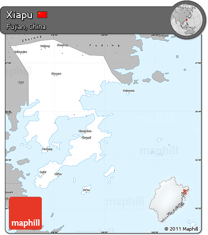 Gray Simple Map of Xiapu