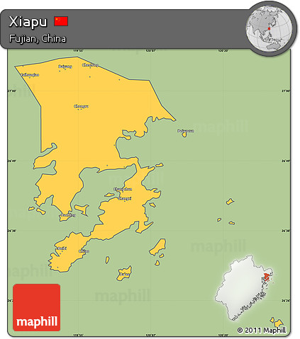 Savanna Style Simple Map of Xiapu, cropped outside