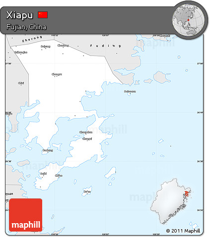 Silver Style Simple Map of Xiapu