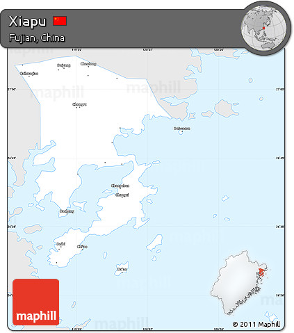 Silver Style Simple Map of Xiapu, single color outside