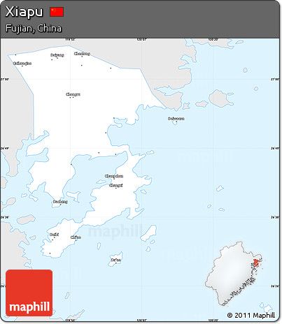 Silver Style Simple Map of Xiapu, single color outside