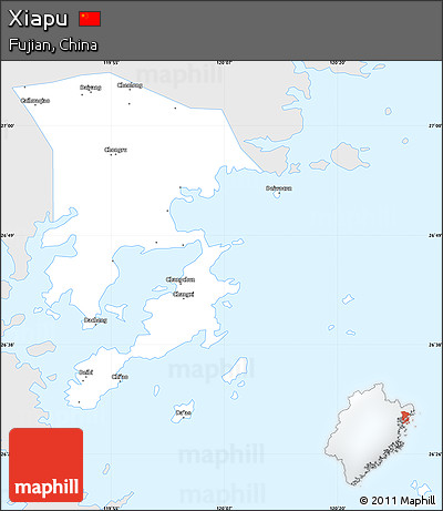 Silver Style Simple Map of Xiapu, single color outside