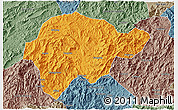 Political 3D Map of Yongan, semi-desaturated