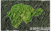 Satellite 3D Map of Yongan, darken, semi-desaturated