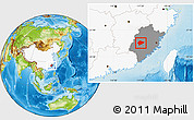 Physical Location Map of Yongan, highlighted country, highlighted parent region