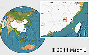 Satellite Location Map of Yongan, highlighted country