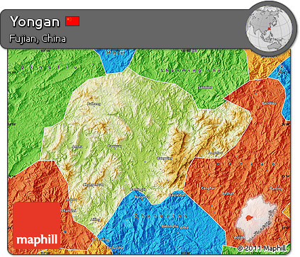 Physical Map of Yongan, political outside