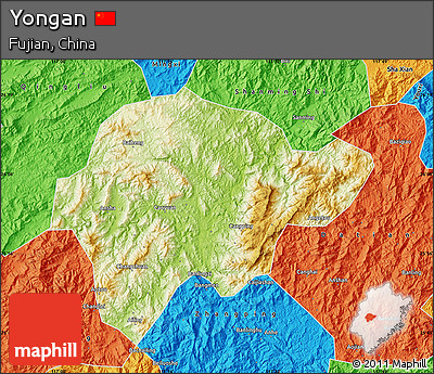 Physical Map of Yongan, political outside