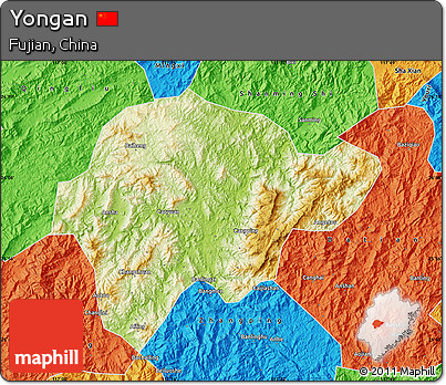 Physical Map of Yongan, political outside