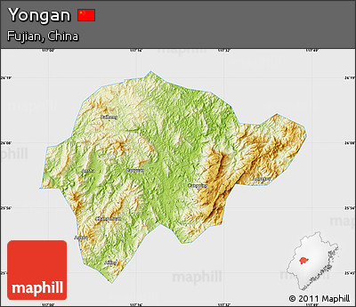 Physical Map of Yongan, single color outside