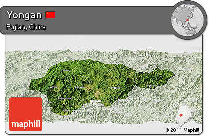Satellite Panoramic Map of Yongan, lighten