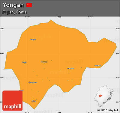 Political Simple Map of Yongan, single color outside