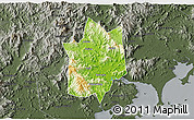 Physical 3D Map of Yunxiao, darken, semi-desaturated