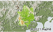 Physical 3D Map of Yunxiao, semi-desaturated