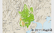 Physical Map of Yunxiao, shaded relief outside