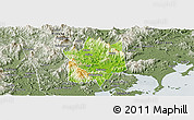 Physical Panoramic Map of Yunxiao, semi-desaturated