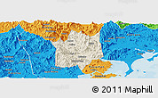 Shaded Relief Panoramic Map of Yunxiao, political outside