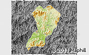 Physical 3D Map of Zhangping, darken, desaturated
