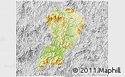 Physical 3D Map of Zhangping, lighten, desaturated