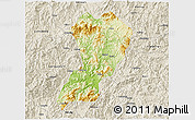 Physical 3D Map of Zhangping, shaded relief outside