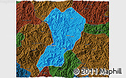 Political 3D Map of Zhangping, darken