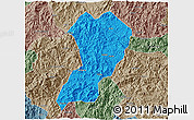 Political 3D Map of Zhangping, semi-desaturated
