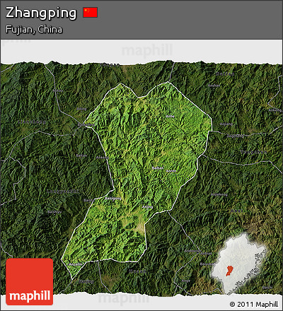Satellite 3D Map of Zhangping, darken