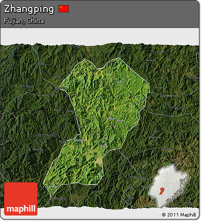 Satellite 3D Map of Zhangping, darken