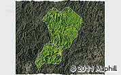 Satellite 3D Map of Zhangping, darken, semi-desaturated