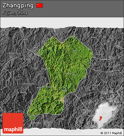 Satellite 3D Map of Zhangping, desaturated