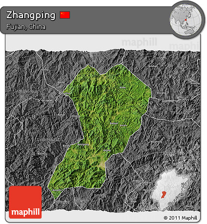 Satellite 3D Map of Zhangping, desaturated