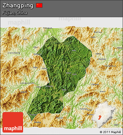 Satellite 3D Map of Zhangping, physical outside