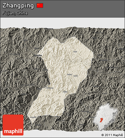Shaded Relief 3D Map of Zhangping, darken