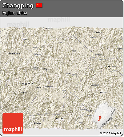 Shaded Relief 3D Map of Zhangping