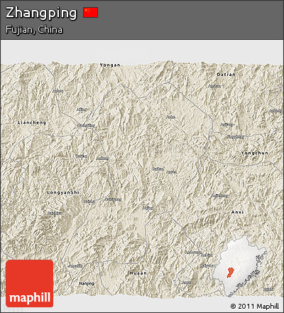 Shaded Relief 3D Map of Zhangping