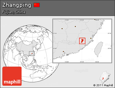 Blank Location Map of Zhangping, highlighted country