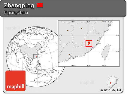 Blank Location Map of Zhangping, highlighted country
