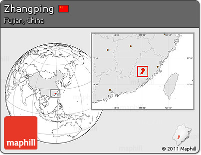 Blank Location Map of Zhangping, highlighted country