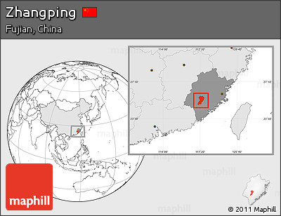 Blank Location Map of Zhangping, highlighted country, highlighted parent region