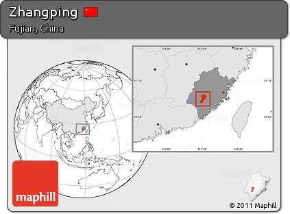 Blank Location Map of Zhangping, highlighted country, highlighted parent region