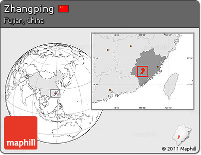 Blank Location Map of Zhangping, highlighted country, highlighted parent region