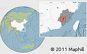 Savanna Style Location Map of Zhangping, highlighted country, highlighted parent region, hill shading