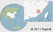 Savanna Style Location Map of Zhangping, highlighted country, hill shading
