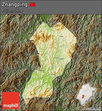 Physical Map of Zhangping, darken