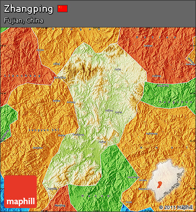 Physical Map of Zhangping, political outside