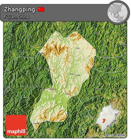 Physical Map of Zhangping, satellite outside